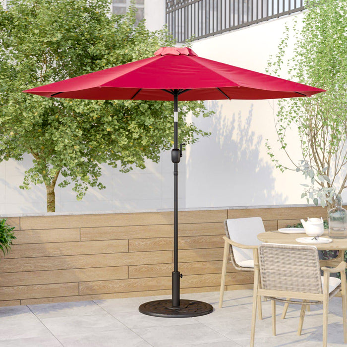 abba patio 9' crank & tilt patio umbrella Emma + Oliver Teal 9 ft Round Umbrella - 1.5" Diameter Aluminum Pole