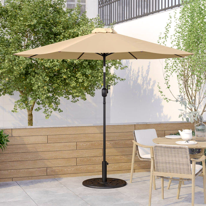 diameter of patio umbrella pole Emma + Oliver 9' Tan Outdoor Patio Umbrella-Crank & Tilt Function