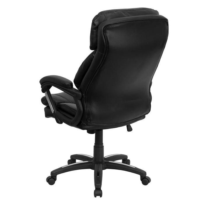 High Back Leather Executive Swivel Ergonomic Office Chair with Plush Headrest, Extensive Padding and Arms