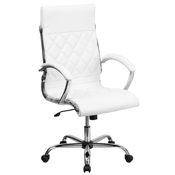 High Back Designer Quilted LeatherSoft Executive Swivel Arm Office Chair