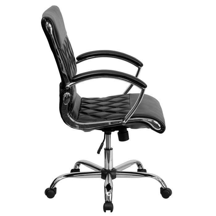 Mid-Back Designer Executive Swivel Arm Office Chair with Chrome Base