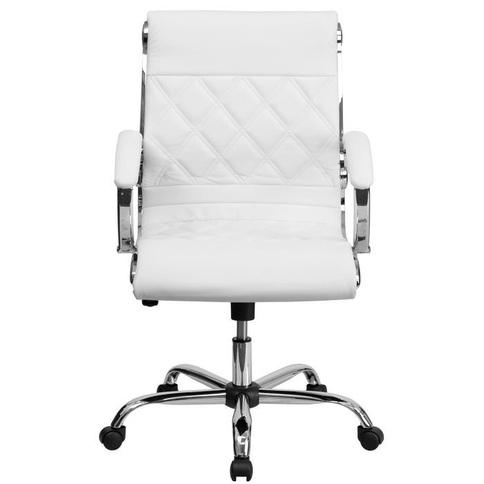 Mid-Back Designer Executive Swivel Arm Office Chair with Chrome Base