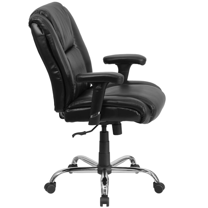 Big & Tall 400 lb. Rated Leather Swivel Ergonomic Task Office Chair with Chrome Base and Adjustable Arms