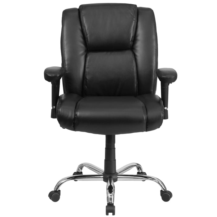 Big & Tall 400 lb. Rated Leather Swivel Ergonomic Task Office Chair with Chrome Base and Adjustable Arms