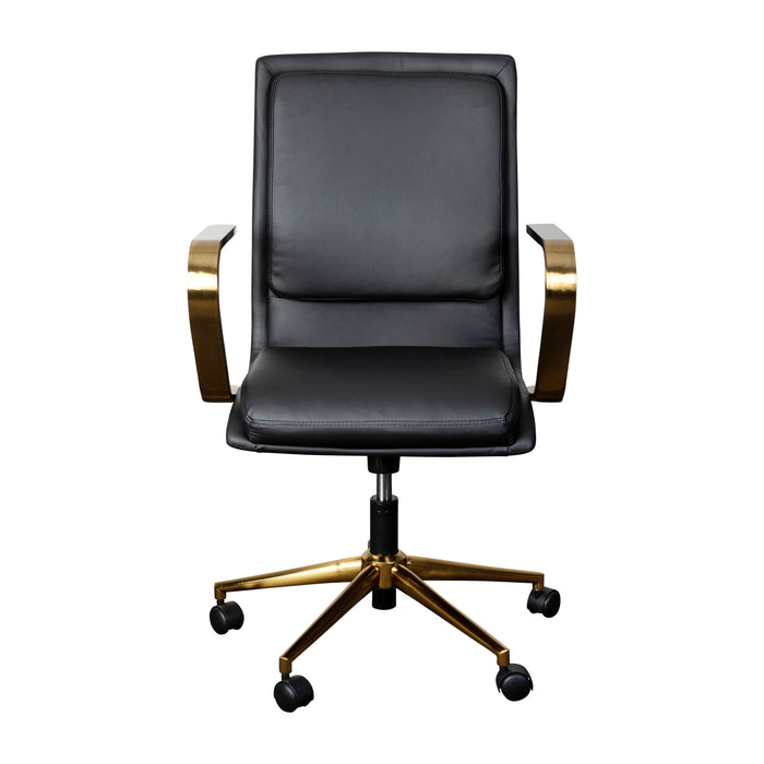 Ziva Modern Upholstered Mid-Back Home Office Chair with Arms and 5 Star Base