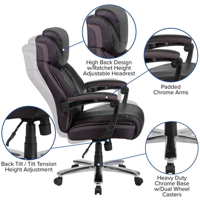 500 lb. Big & Tall Height Adjustable Headrest Swivel Ergonomic Office Chair