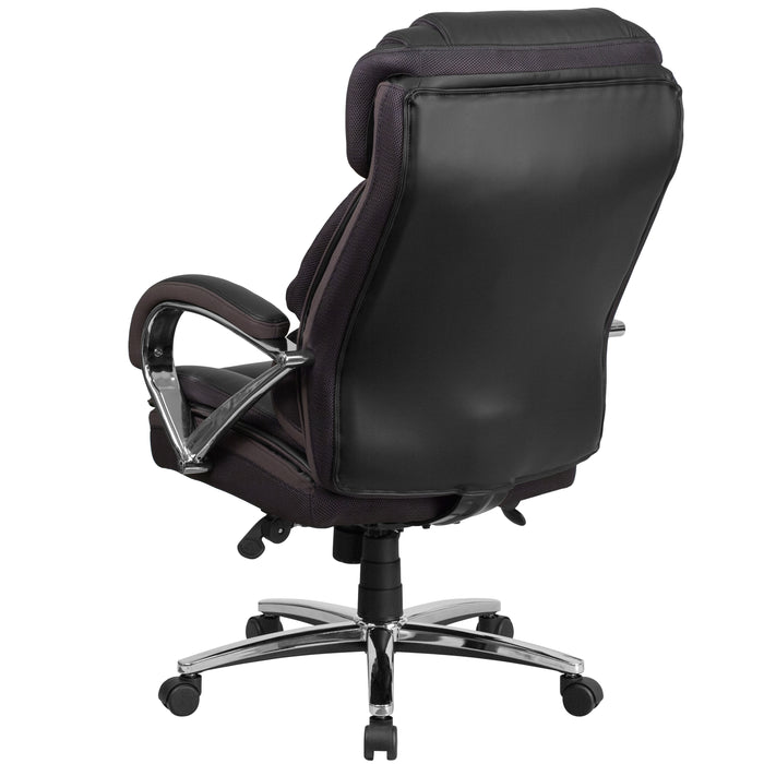 Big & Tall 500 lb. Rated Leather Executive Swivel Ergonomic Office Chair with Chrome Base and Arms