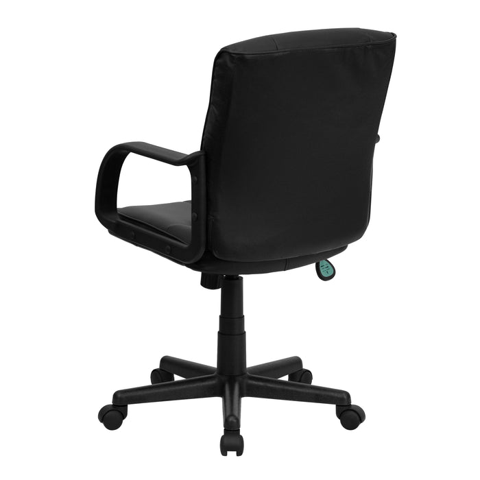 Mid-Back Leather Swivel Task Office Chair with Arms