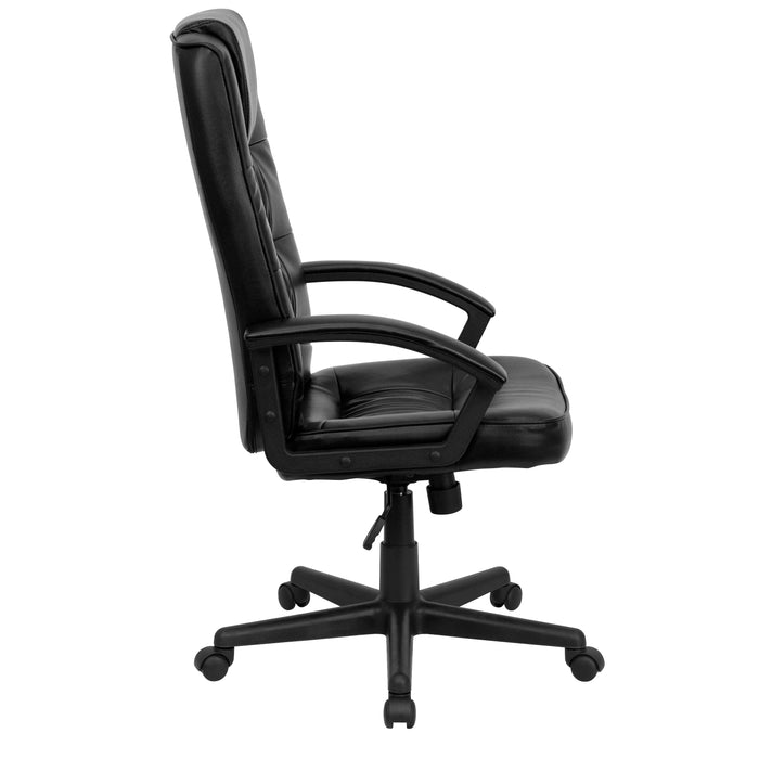 High Back Leather Soft Ripple Upholstered Executive Swivel Office Chair with Arms