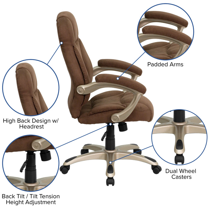 High Back Executive Ergonomic Office Chair with Silver Nylon Base and Arms