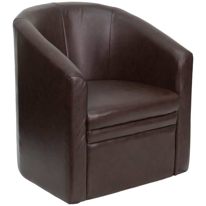 Leather Barrel-Shaped Guest Chair