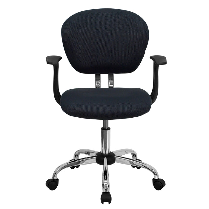 Mid-Back Mesh Padded Swivel Task Office Chair with Chrome Base and Arms