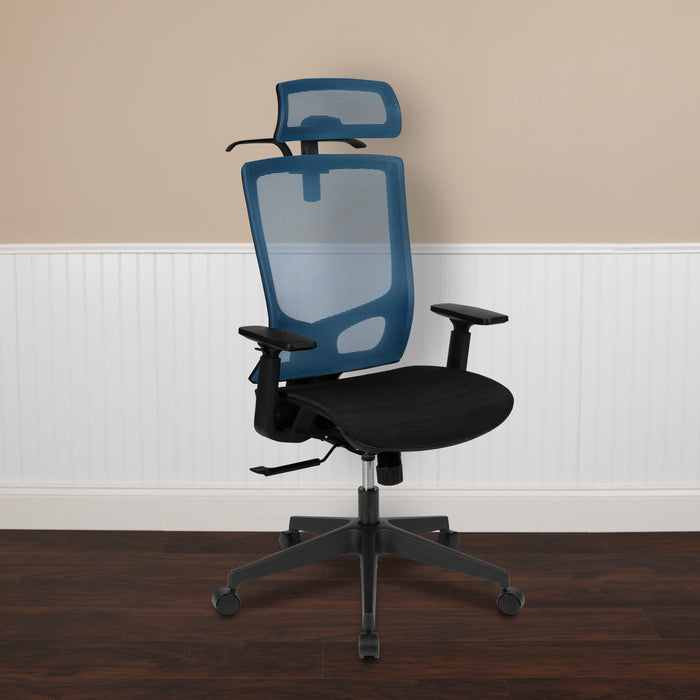 Ergonomic Mesh Office Chair-Synchro-Tilt, Pivot Headrest, Adjustable Arms