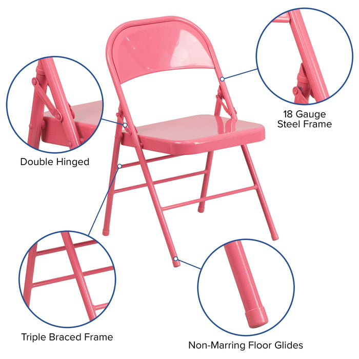 2 Pack Home & Office Colorful Metal Folding Chair Teen and Event Seating