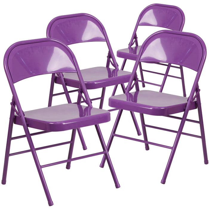 4 Pack Colorful Metal Folding Chair Teen and Event Seating