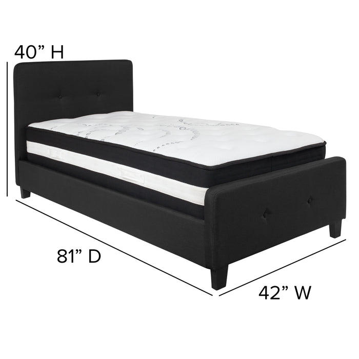Button Tufted Upholstered Platform Bed with Pocket Spring Mattress