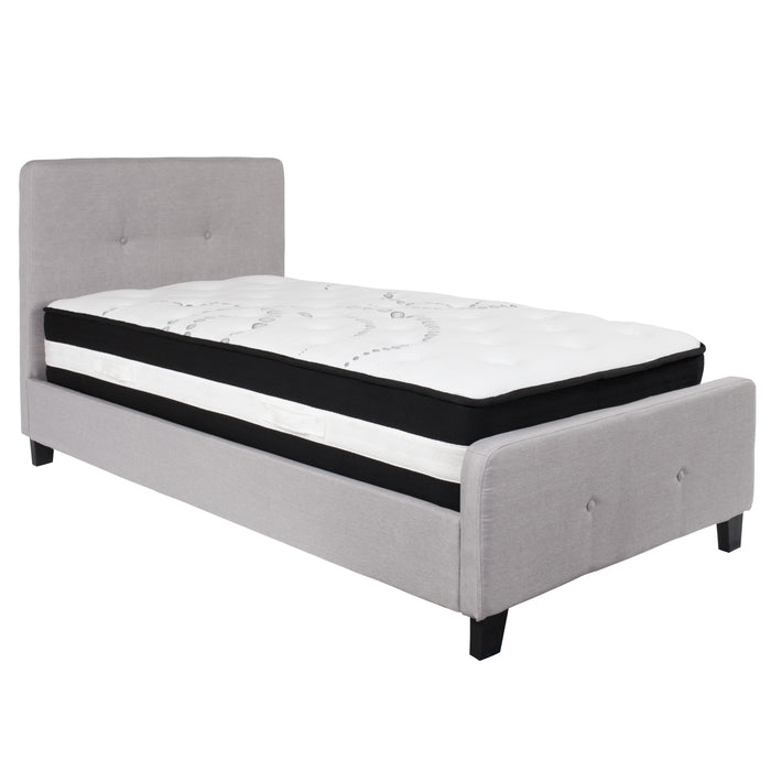 Button Tufted Upholstered Platform Bed with Pocket Spring Mattress