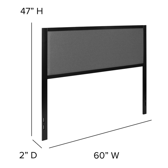 Metal Headboard - Fabric Upholstery Fits Standard Bed Frames