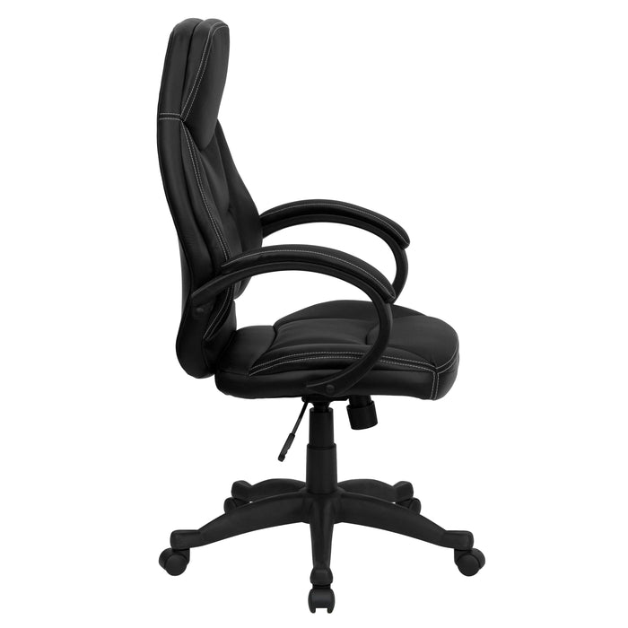 High Back Leather Contemporary Executive Swivel Ergonomic Office Chair with Curved Back and Loop Arms