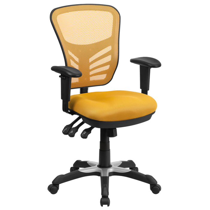 Mid-Back Mesh Triple Paddle Swivel Ergonomic Office Chair with Adjustable Arms