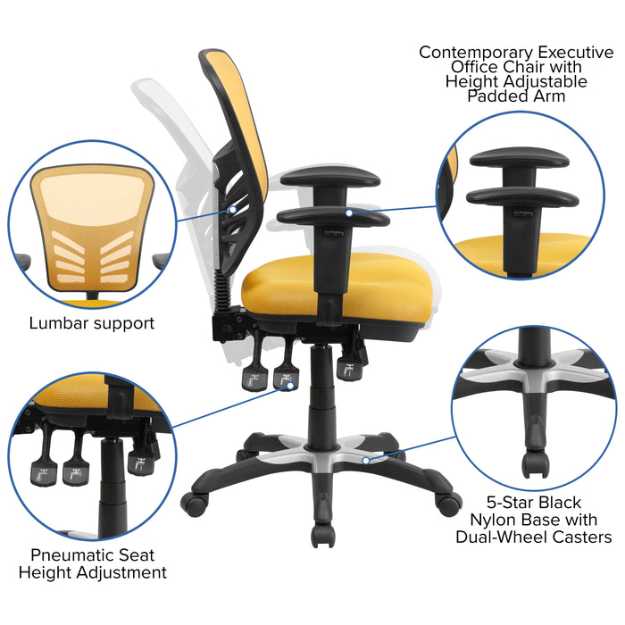 Mid-Back Mesh Triple Paddle Swivel Ergonomic Office Chair with Adjustable Arms