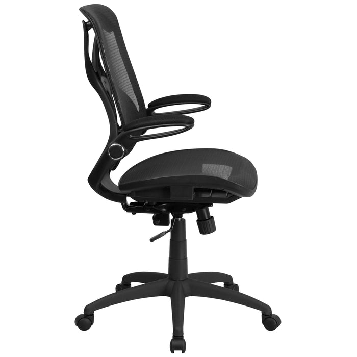 High Back Transparent Mesh Executive Swivel Ergonomic Office Chair with Adjustable Lumbar, 2-Paddle Control and Flip-Up Arms