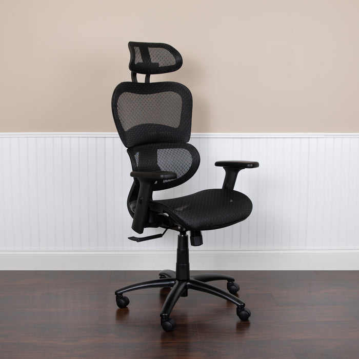Ergonomic Mesh Office Chair-Synchro-Tilt, Headrest, Adjustable Pivot Arms