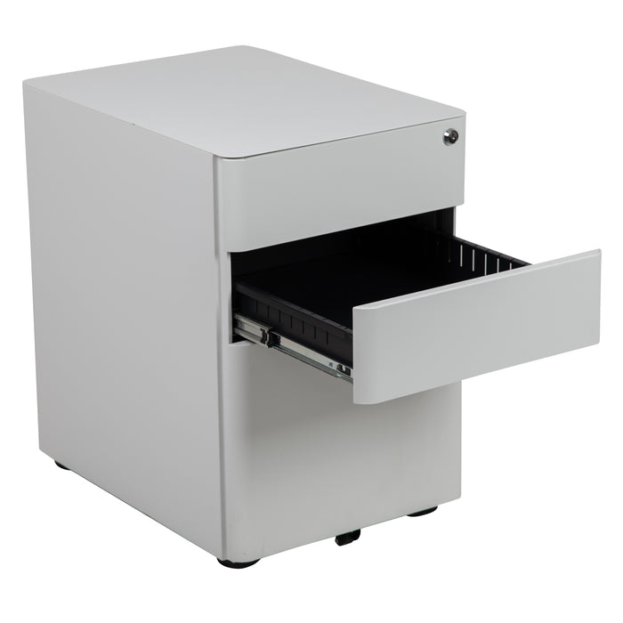 Modern Black 3-Drawer Mobile File Cabinet with Lock and Key