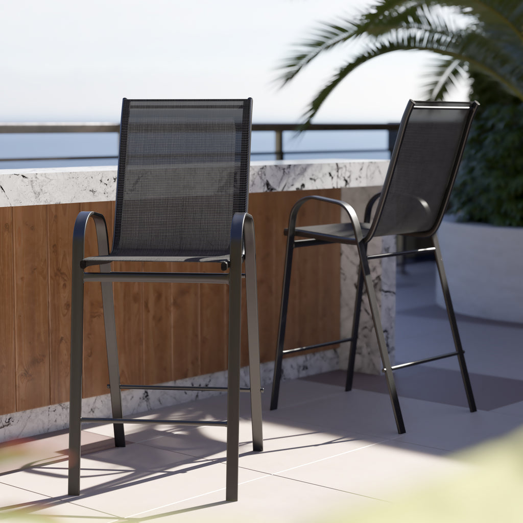2 Pack Outdoor Barstools with Flex Comfort Material-Patio Stool