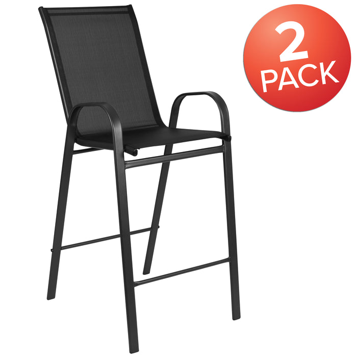2 Pack Outdoor Barstools with Flex Comfort Material-Patio Stool