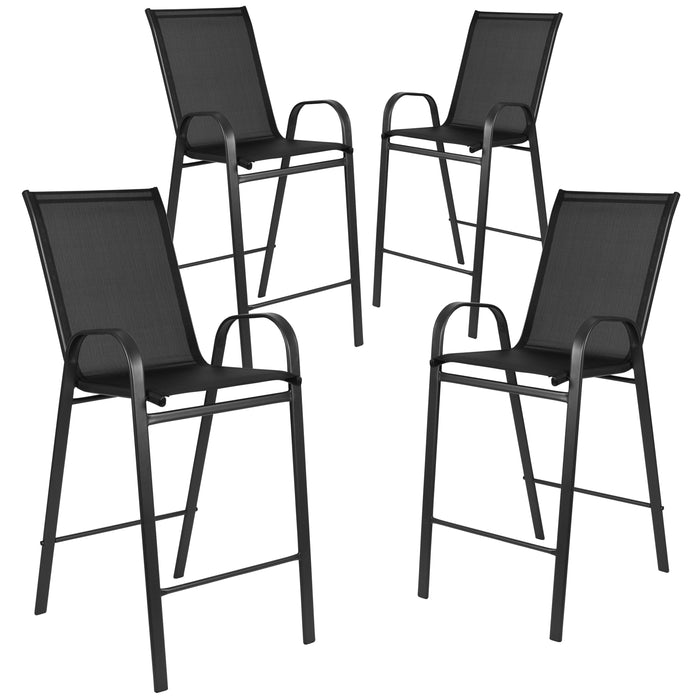 4 Pack Outdoor Barstools with Flex Comfort Material-Patio Stool