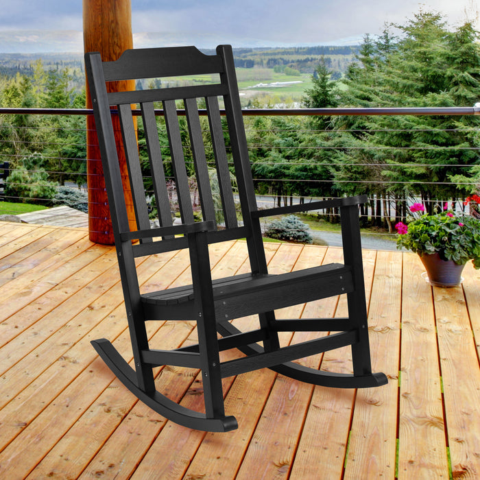 All-Weather Poly Resin Wood Rocking Chair Patio and Backyard