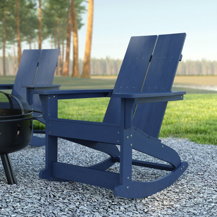 Set of Modern All-Weather Poly Resin Adirondack Rocking Chairs