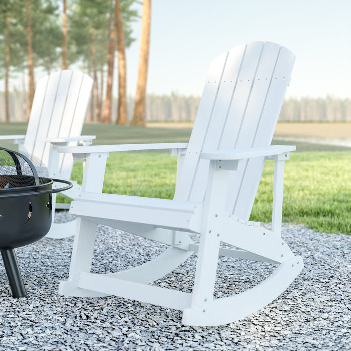 Set of 2 Marcy Classic All-Weather Poly Resin Rocking Adirondack Chairs with Stainless Steel Hardware for Year Round Use