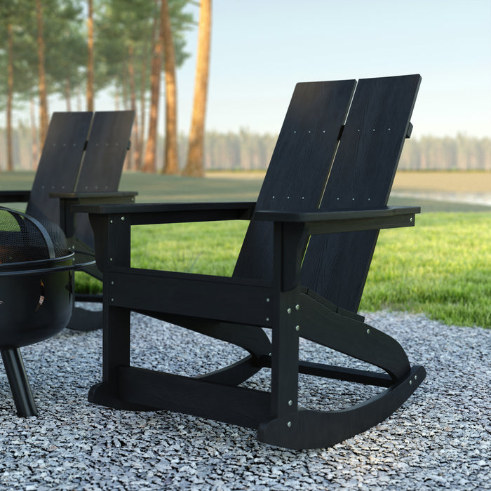 Set of Modern All-Weather Poly Resin Adirondack Rocking Chairs