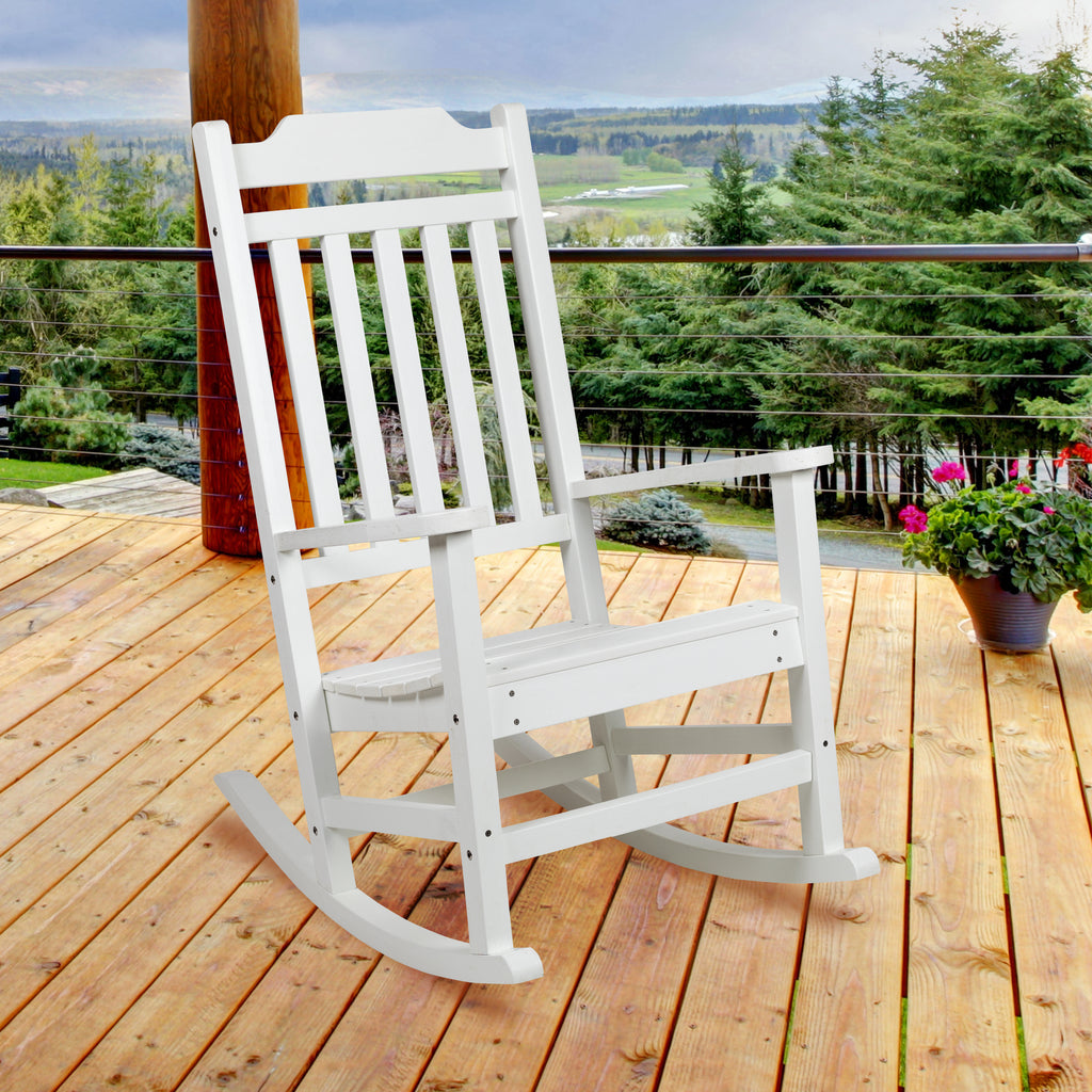 All-Weather Poly Resin Wood Rocking Chair - Patio and Backyard