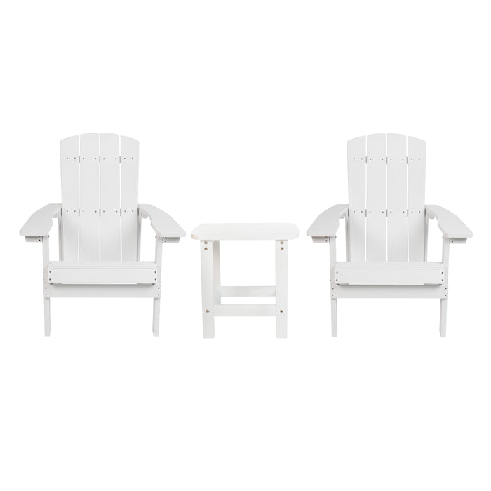 Three Piece Hammond Adirondack Style Conversation Set with Two Chairs and Matching Side Table for Indoor and Outdoor Use