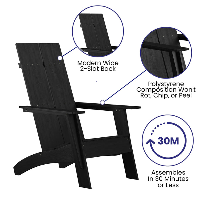 Modern Dual Slat Back Indoor/Outdoor Adirondack Style Patio Chair