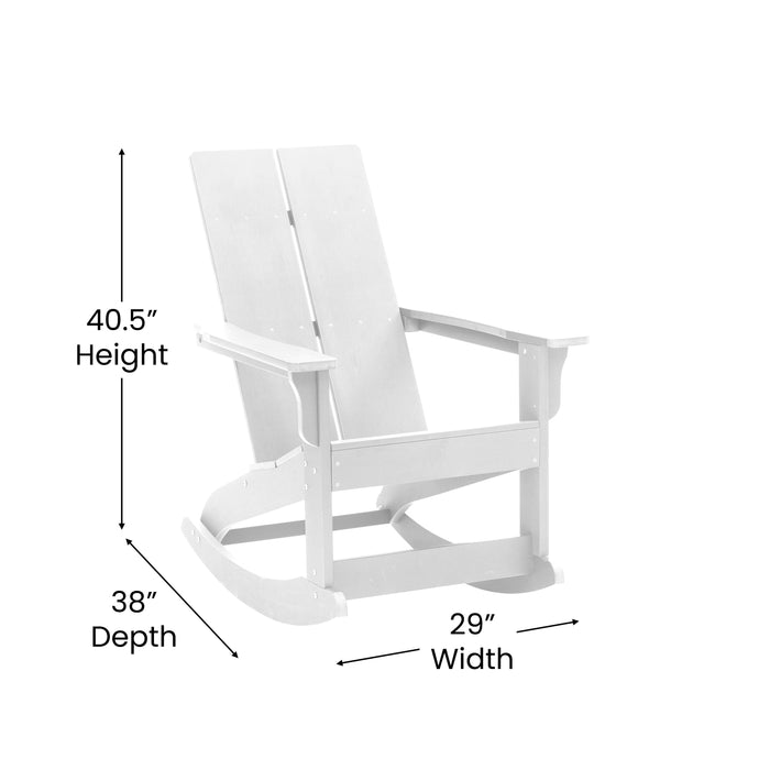 Modern All-Weather Poly Resin Adirondack Rocking Chair for Indoor/Outdoor Use