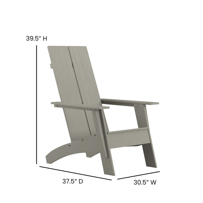 Indoor/Outdoor Modern 2-Slat Adirondack Style Chair and Footrest
