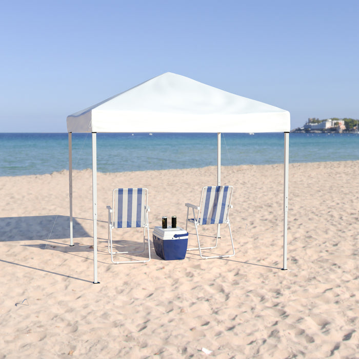Emma + Oliver Tamar Blue 8-ft x8-ft Weather Resistant; UV Coated Pop Up Canopy Tent with Reinforced Corners; Height Adjustable Frame and Carry Bag