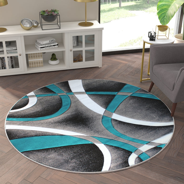 Cambre Olefin Accent Rug with 3D Sculpted Intersecting Arch Design and Jute Backing