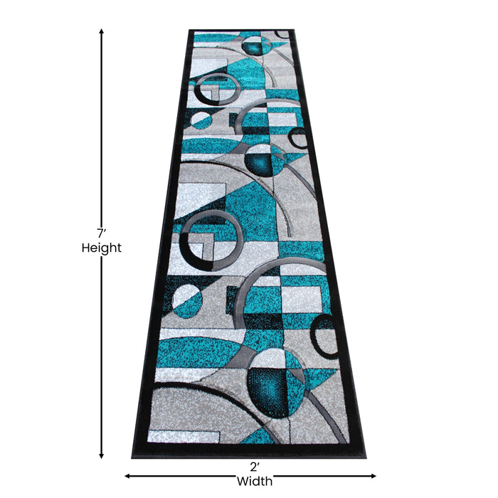 Stellan Accent Rug with Abstract Geometric Design in Gradient Shades with Jute Backing