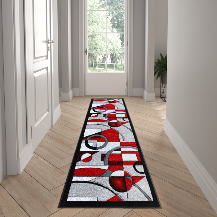 Stellan Accent Rug with Abstract Geometric Design in Gradient Shades with Jute Backing