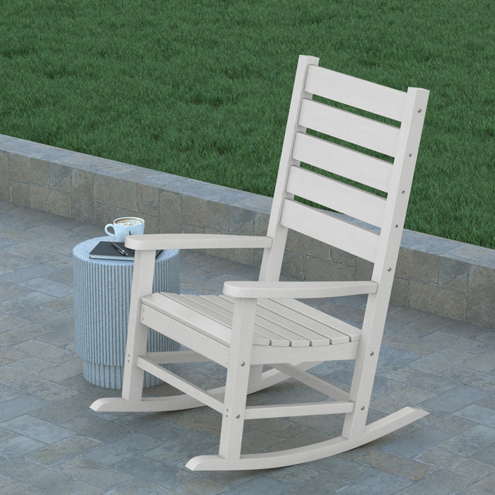Florian Contemporary Rocking Chair, All-Weather HDPE Indoor/Outdoor Rocker
