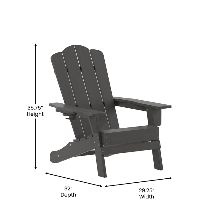 Tiverton Adirondack Chair with Cup Holder, Weather Resistant HDPE Adirondack Chair