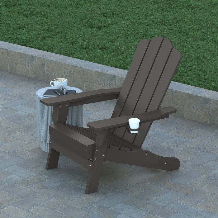 Tiverton Adirondack Chair with Cup Holder, Weather Resistant HDPE Adirondack Chair