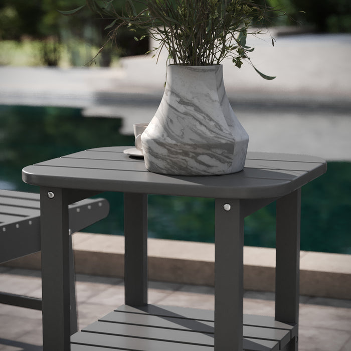 Tiverton Two Tier Polyresin Adirondack Side Table - All-Weather for Indoor/Outdoor Use