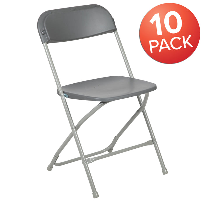 Set of 10 Stackable Folding Plastic Chairs - 650 LB Weight Capacity