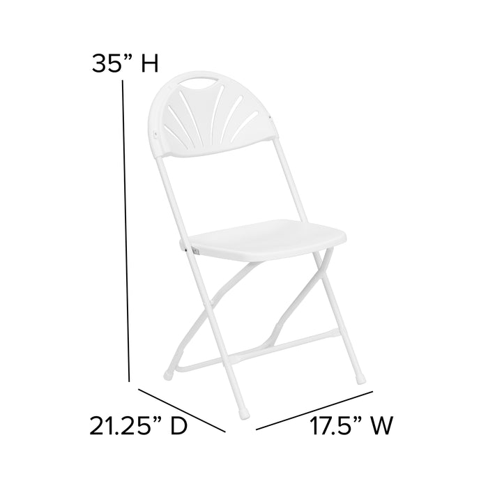 2 Pack Wedding Party Event Fan Back Plastic Folding Chair Home Office